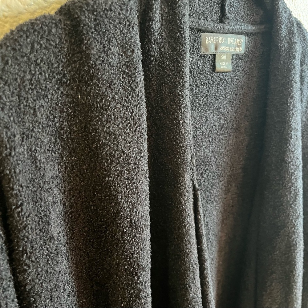 BAREFOOT DREAMS Bamboo Chic Lite Calypso Wrap Cardigan Black S/M - Picture 5 of 7